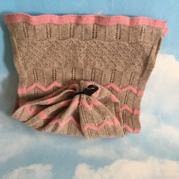 Terra di Siena LUXURIOUS Tan & Pink ZIG-ZAG SCARF - Picture 3 of 5